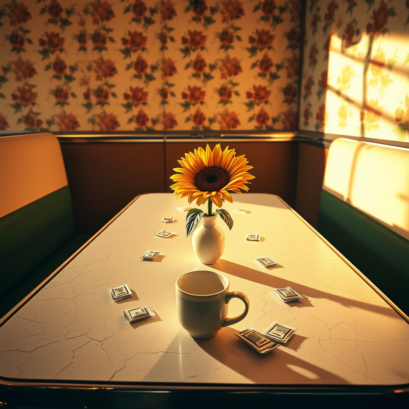Low-angle Shot of a 1950s Vintage Diner Booth