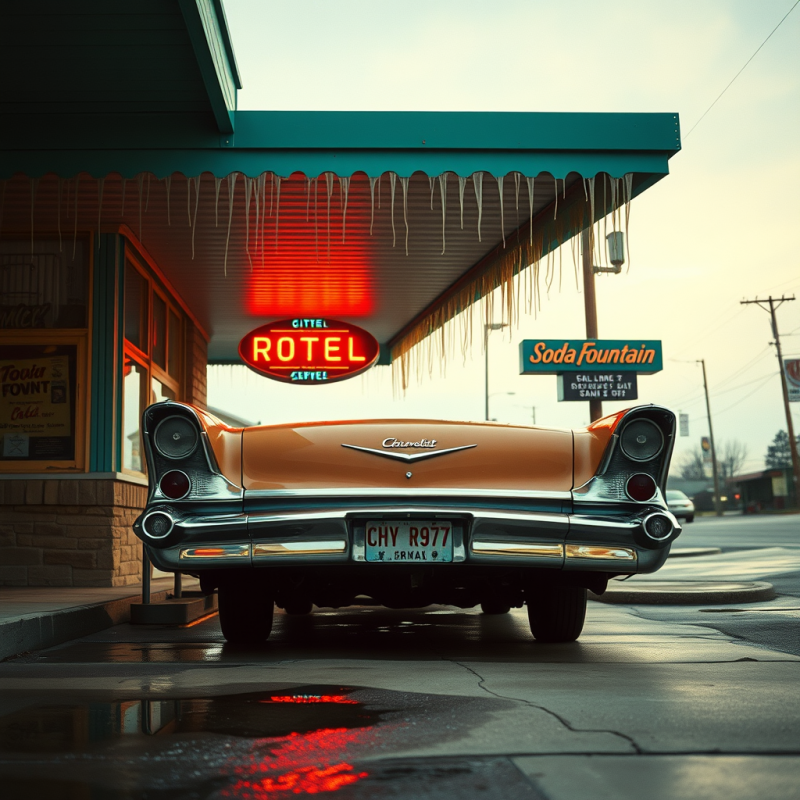 Low-angle Shot of a 1957 Chevrolet Bel Air Parked Crook...