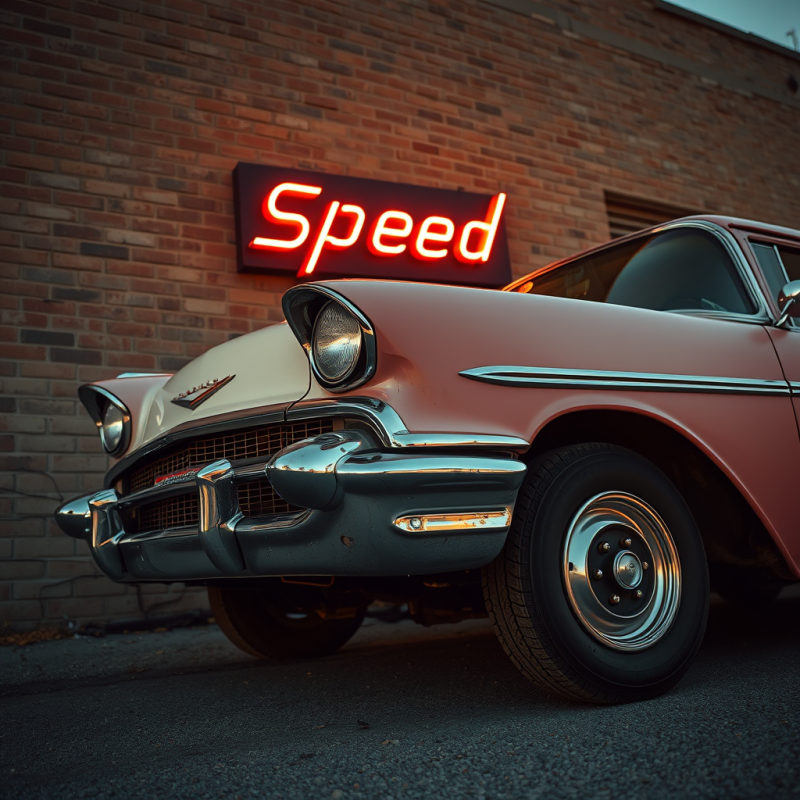 Low-angle Shot of a 1957 Chevrolet Bel Air Parked Crook...