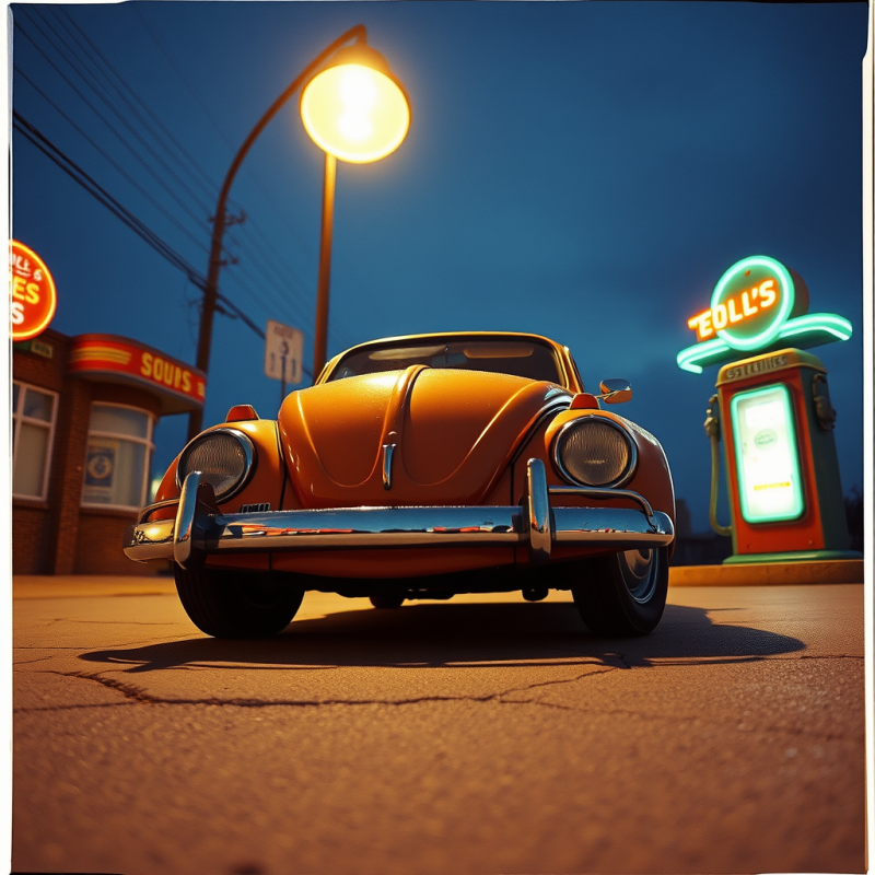 Low-angle Shot of a 1957 Volkswagen Beetle Parked Under...