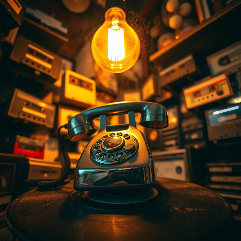 Low-angle Shot of a 1960s Chrome-plated Rotary Telephon...