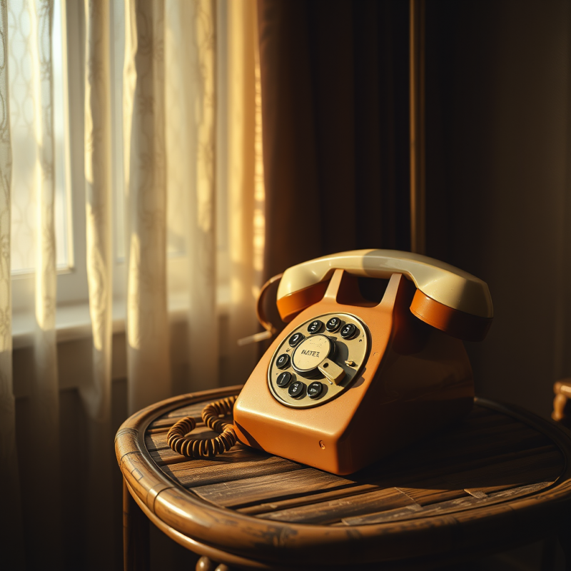 Low-angle Shot of a 1960s-era Rotary Telephone Perched ...