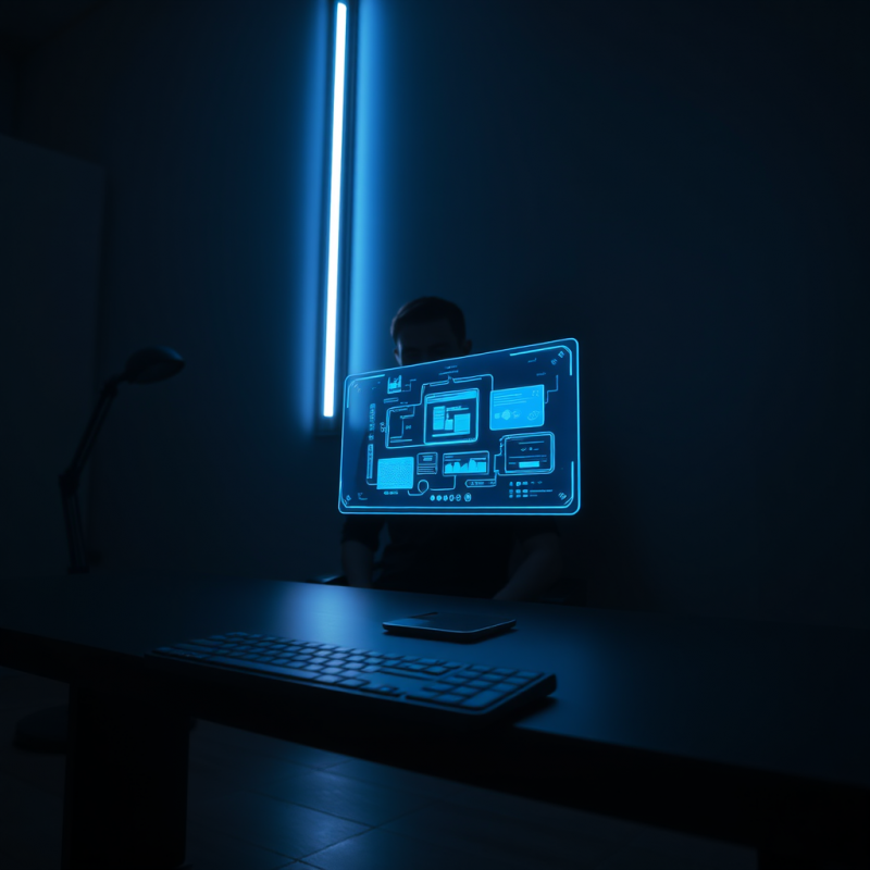 Low-angle Shot of a Cyberpunk-style Ai Holographic Assi...