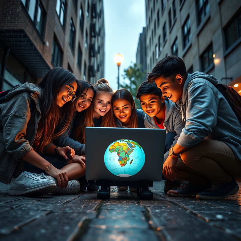 Low-angle Shot of a Diverse Group of High School Studen...