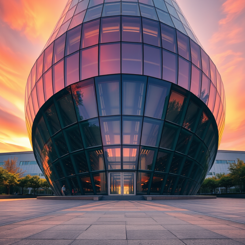 Low-angle Shot of a Face-shaped Tower in Sunset Light
