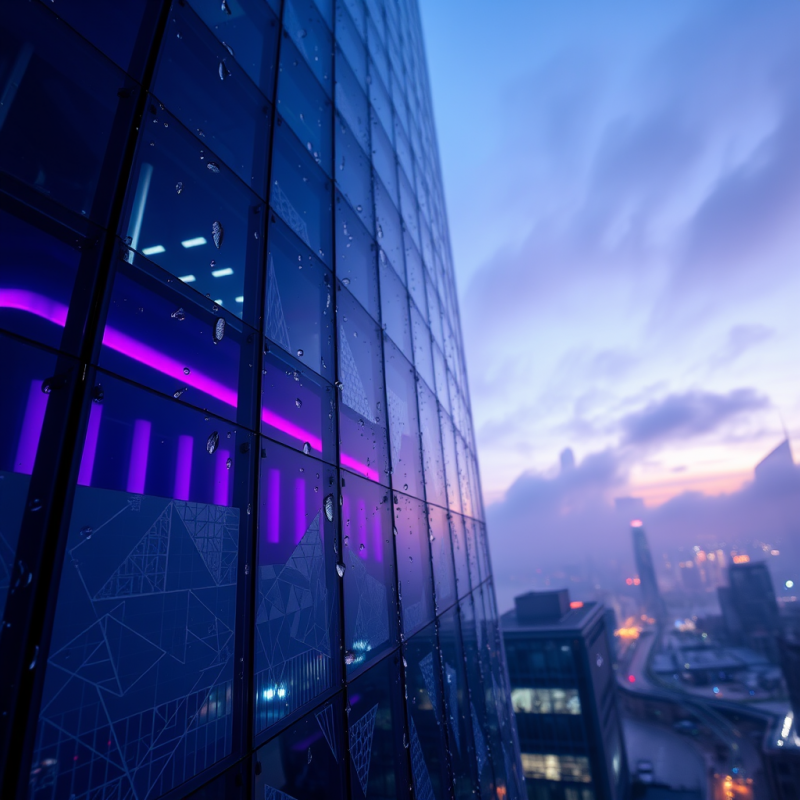 Low-angle Shot of a Futuristic Skyscraper at Twilight