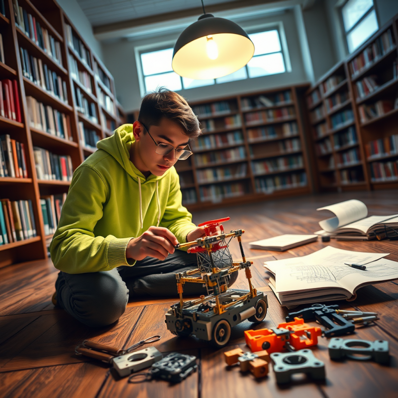 Low-angle Shot of a High School Student in a Neon-green...