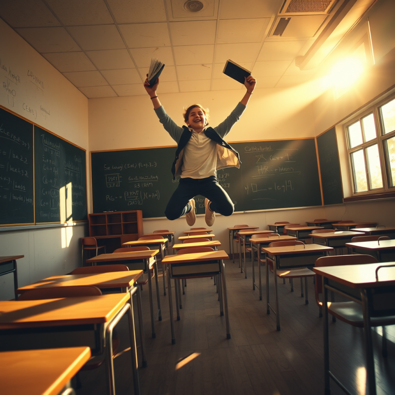 Low-angle Shot of a High School Student Mid-leap Over A...