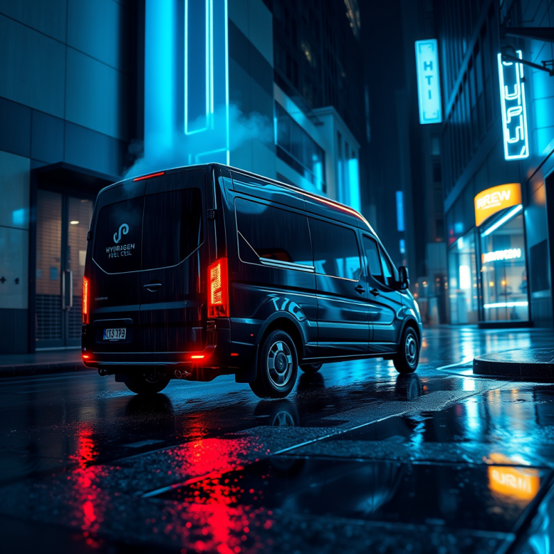 Low-angle Shot of a Matte Black Hydrogen Fuel Cell Deli...