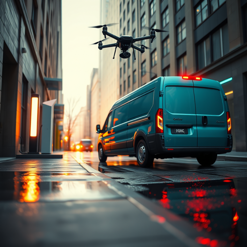 Low-angle Shot of a Matte Teal Hydrogen Fuel Cell Deliv...