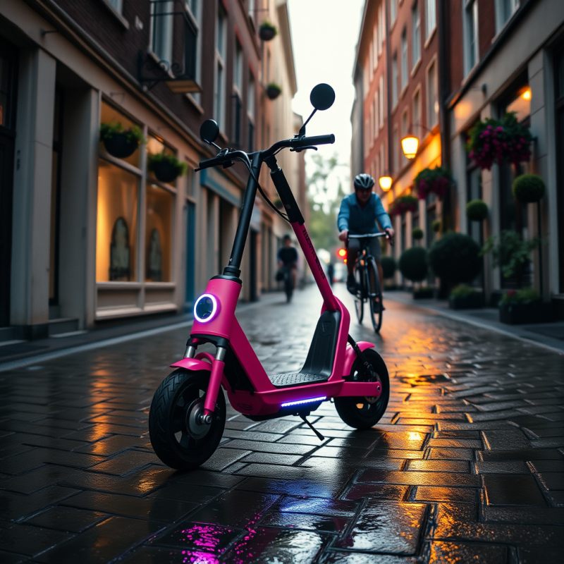 Low-angle Shot of a Neon-pink Electric Scooter Gliding ...