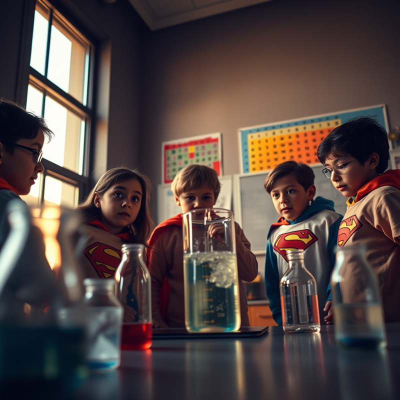 Low-angle Shot of a Quiet Elementary Science Lab at Gol...