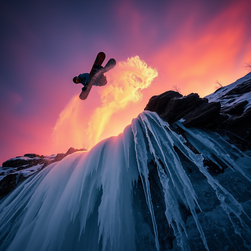 Low-angle Shot of a Snowboarder Mid-air During a Backfl...