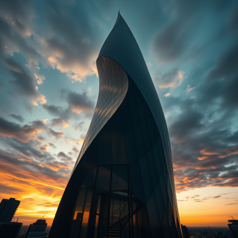 Low-angle Shot of a Spiraling