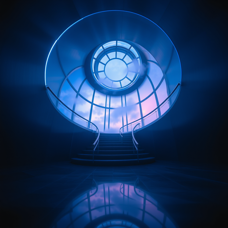 Low-angle Shot of a Spiraling Steel Staircase Inside a ...