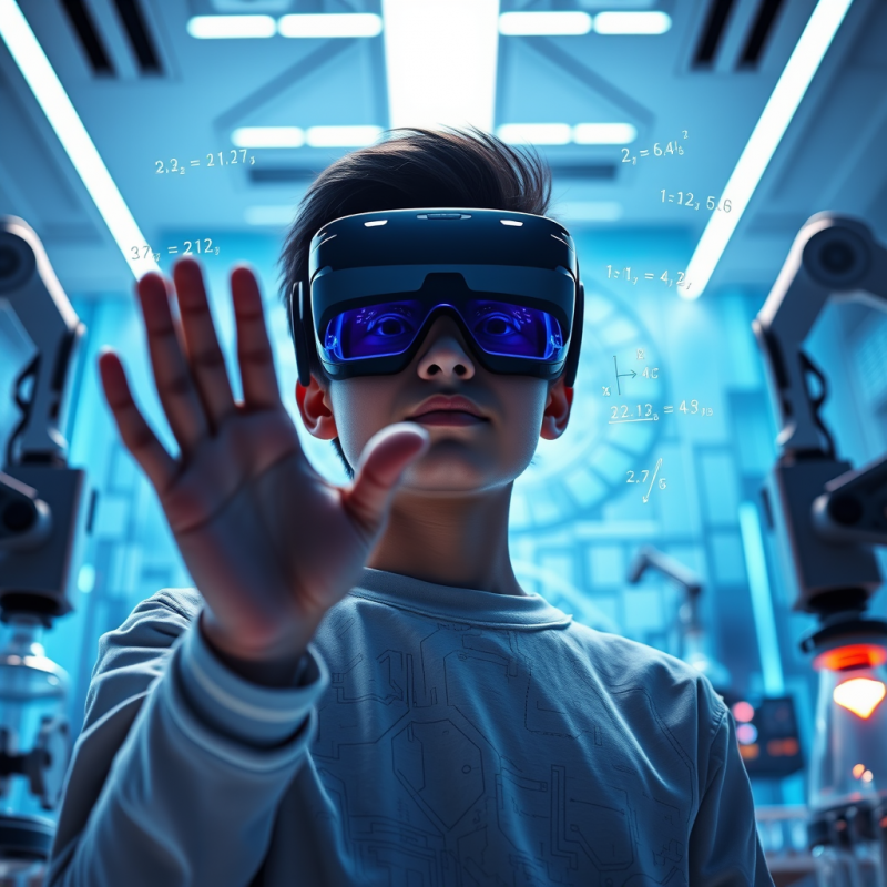 Low-angle Shot of a Student in a Futuristic Smart Lab