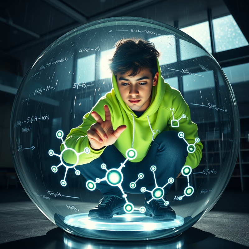 Low-angle Shot of a Student in a Neon-green Hoodie Crou...