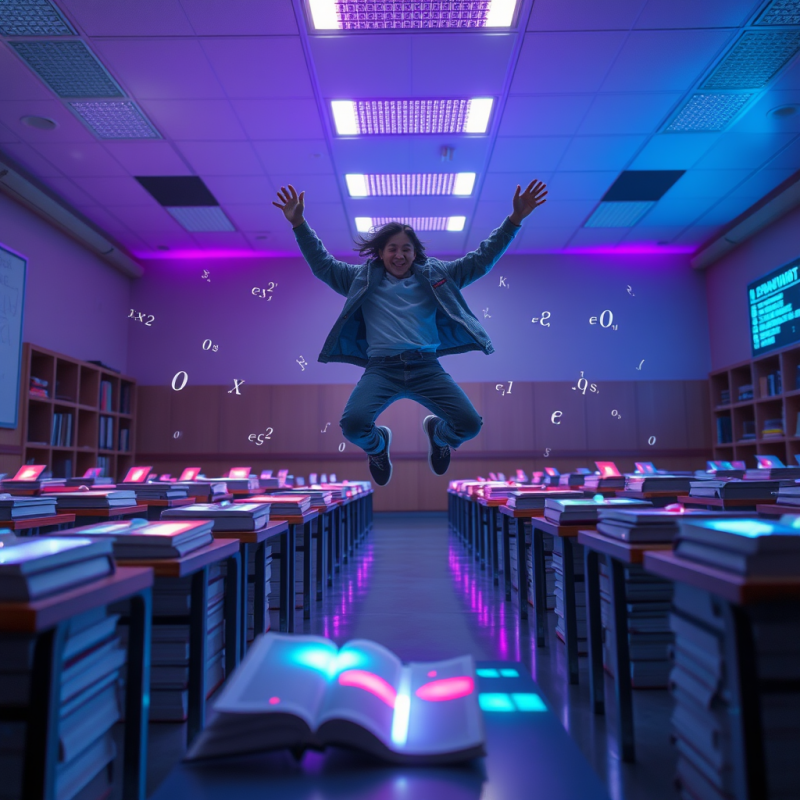 Low-angle Shot of a Student Mid-air