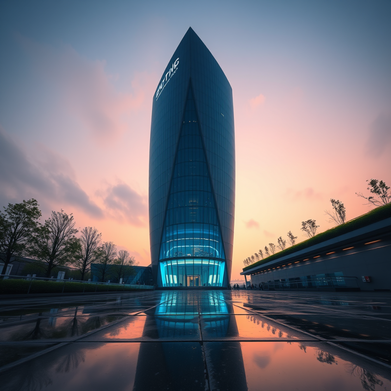 Low-angle Sunrise Shot of a Futuristic