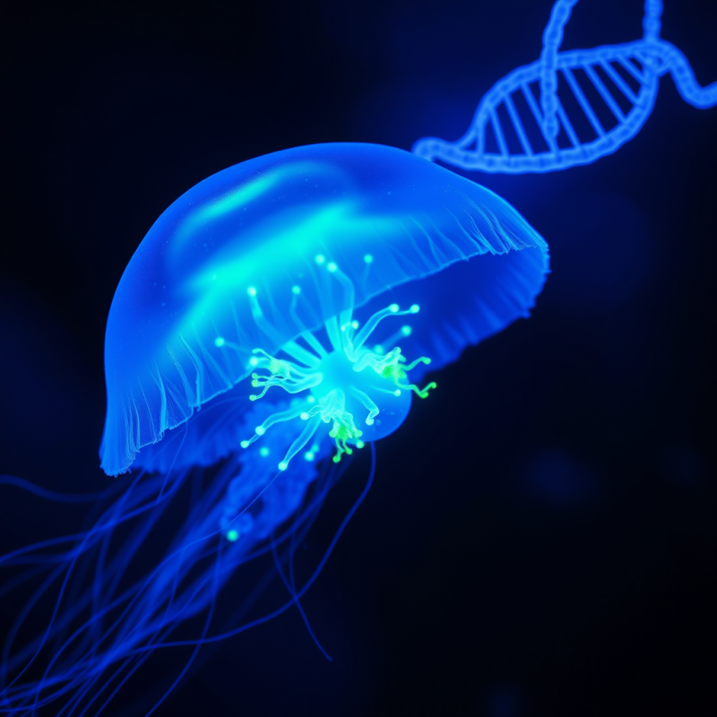 Luminous Blue Jellyfish with Glowing Tentacles