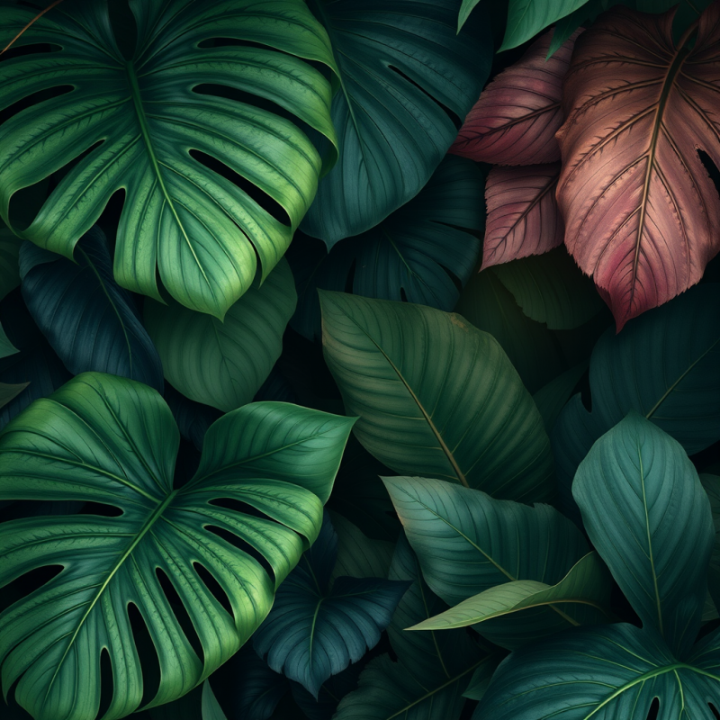 Lush Composition of Vibrant Green Monstera Leaves