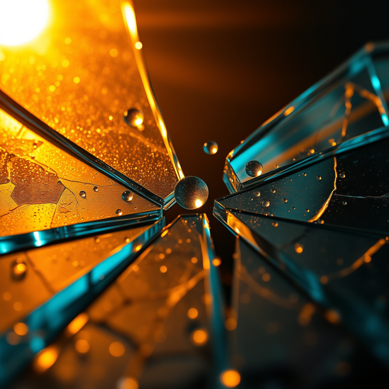 Macro Abstract Shot of Fractured Cathedral Glass Under ...