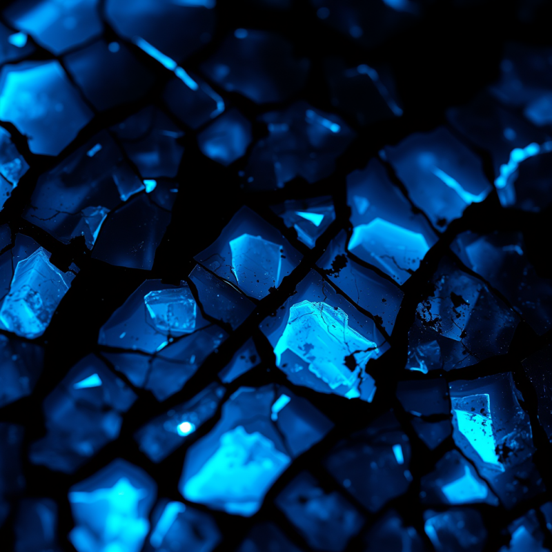 Macro Shot of a Fractured Obsidian Surface Under Uv Light