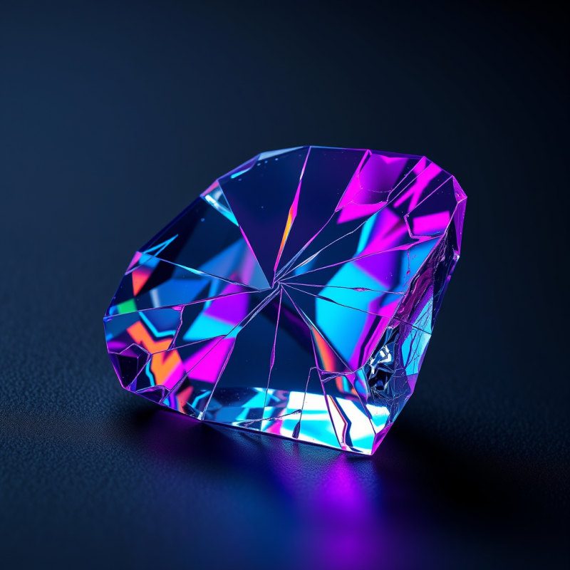 Macro Shot of a Fractured Prism Shard Catching Neon Magen...