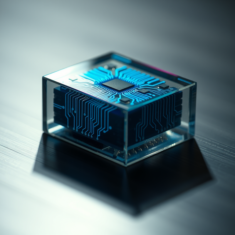 Macro Shot of a Neural Network Chip Glowing with Electr...