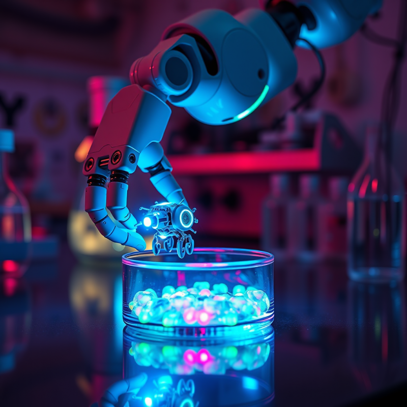 Macro Shot of a Robotic Arm in a Sterile Lab