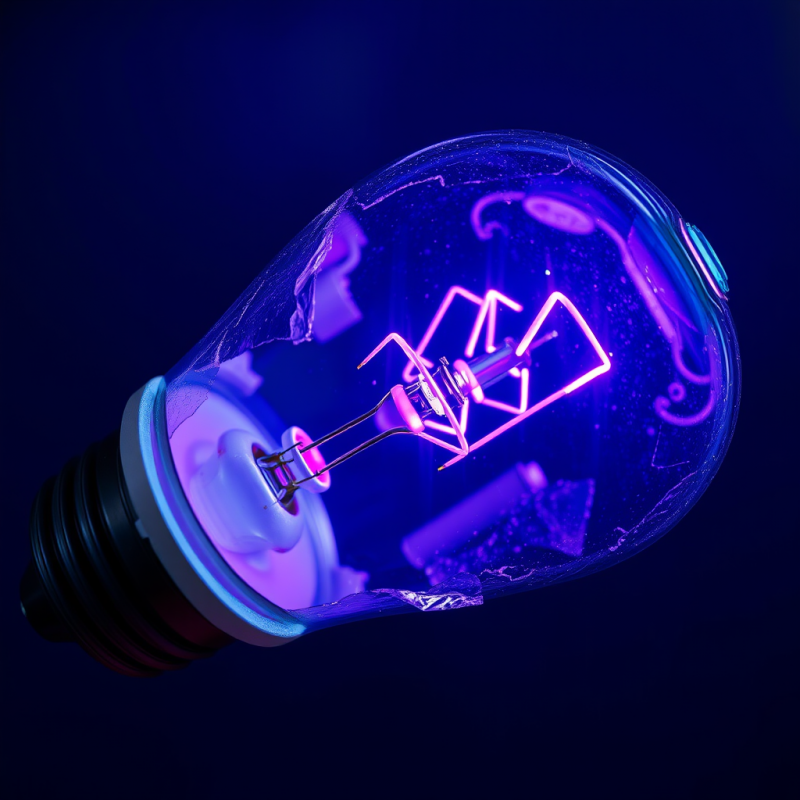 Macro Shot of a Shattered Fluorescent Bulb Mid-collapse