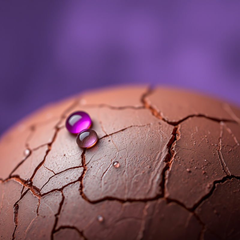 Macro Shot of Cracked Terracotta Underglaze Clay with I...