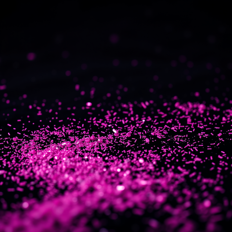 Macro Shot of Crushed Neon Pink Glitter Swirling Across...