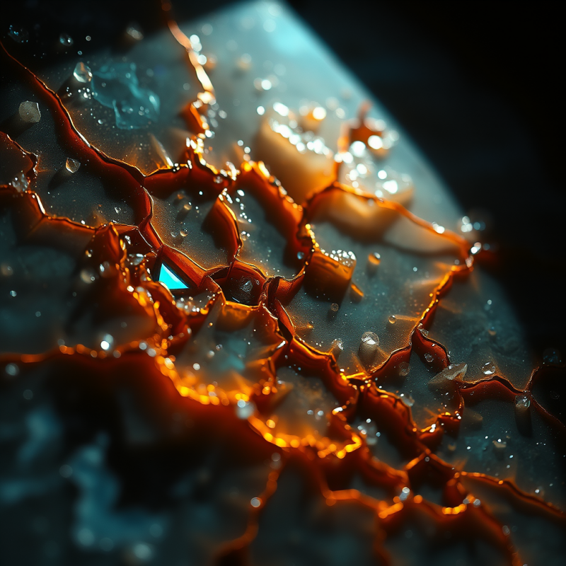 Macro Shot of Crystallized Copper Oxide Veins Splitting...