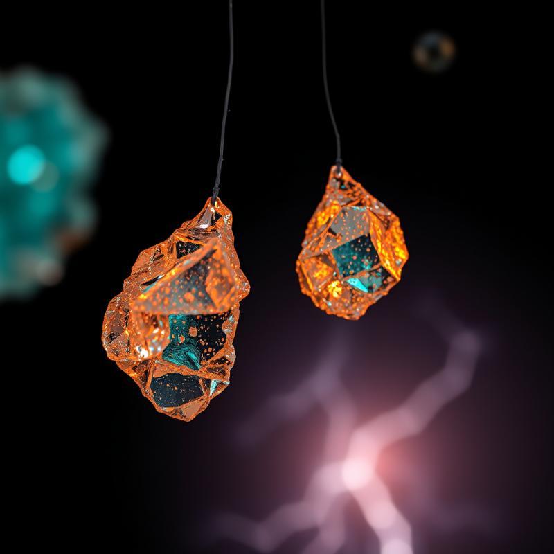 Macro Shot of Crystallized Copper Sulfate Droplets Susp...