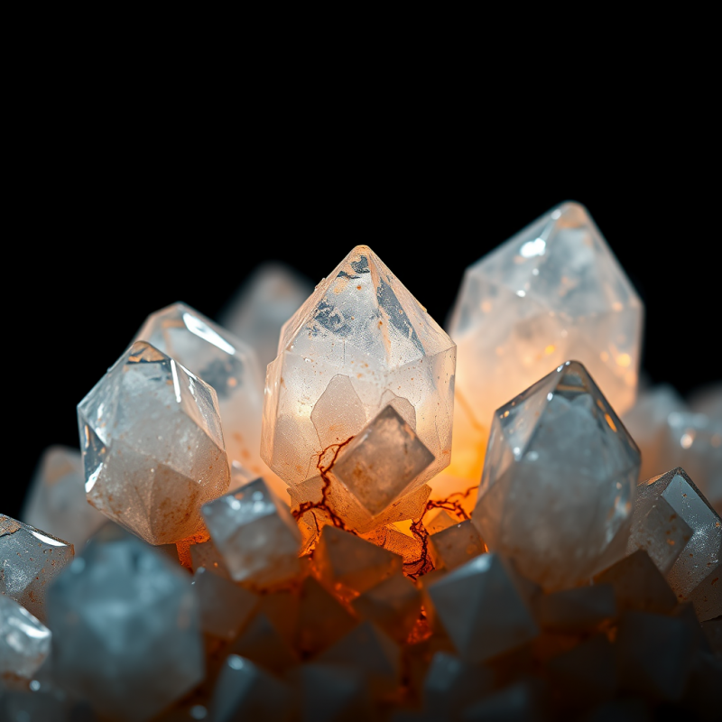 Macro Shot of Crystallized Copper Sulfate Forming Razor...