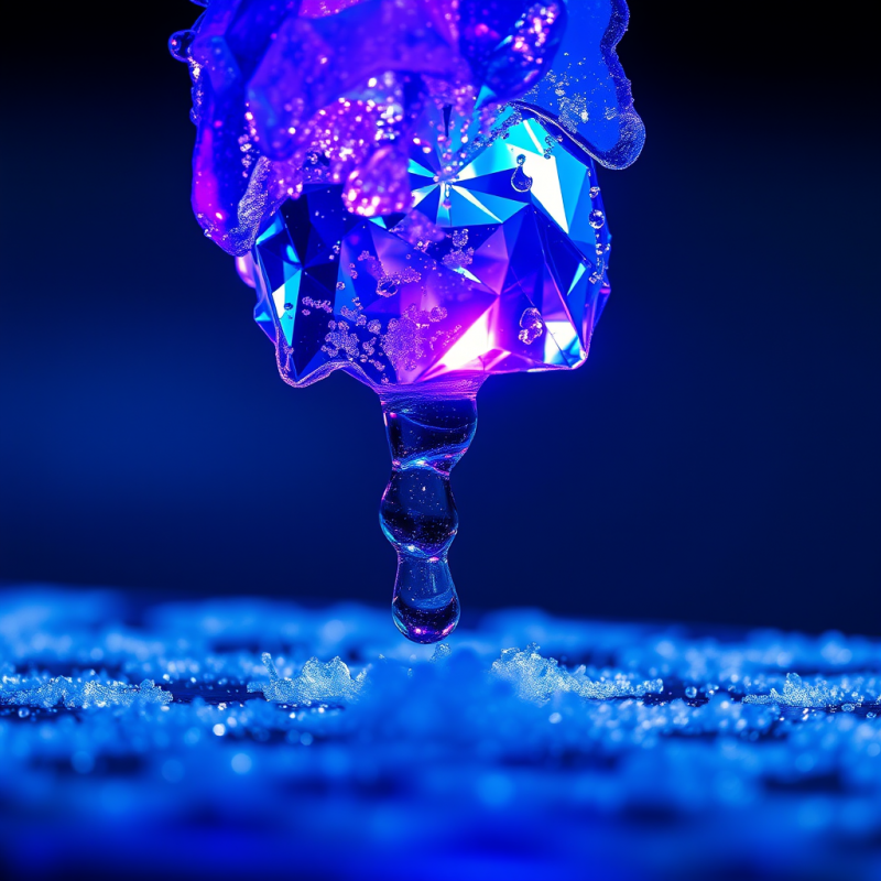 Macro Shot of Crystallized Mercury Droplets Freezing Mi...