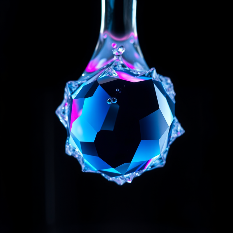 Macro Shot of Crystallized Mercury Droplets Suspended I...