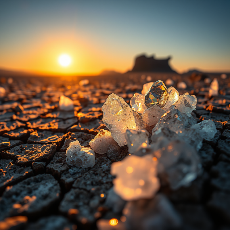 Macro Shot Of Crystallized Salt Formations On A Dried