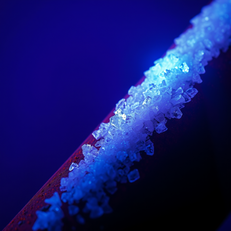 Macro Shot of Crystallized Salt Residue Along a Rust-stai...