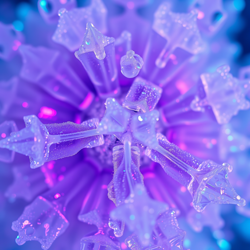 Macro Shot of Fractal-like Ice Crystal Formations Glowing...