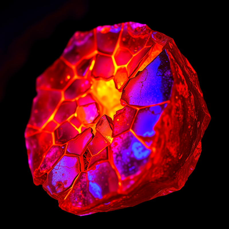 Macro Shot of Fractured Amber Glass Under Uv Light