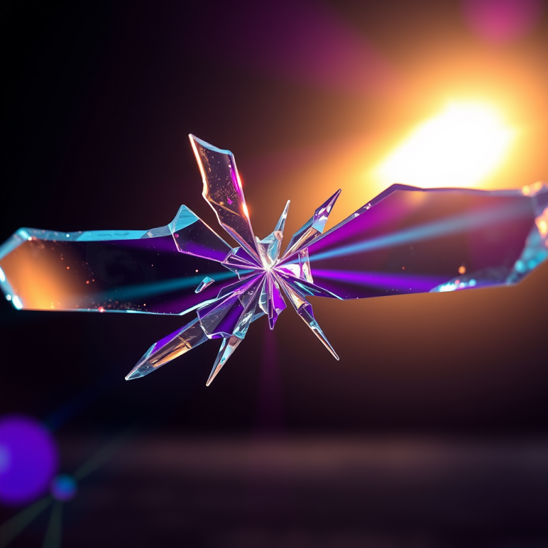 Macro Shot of Fractured Glass Shards Suspended in Mid-a...