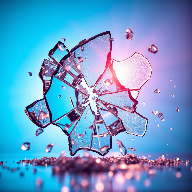 Macro Shot of Fractured Glass Shards Suspended Mid-air ...