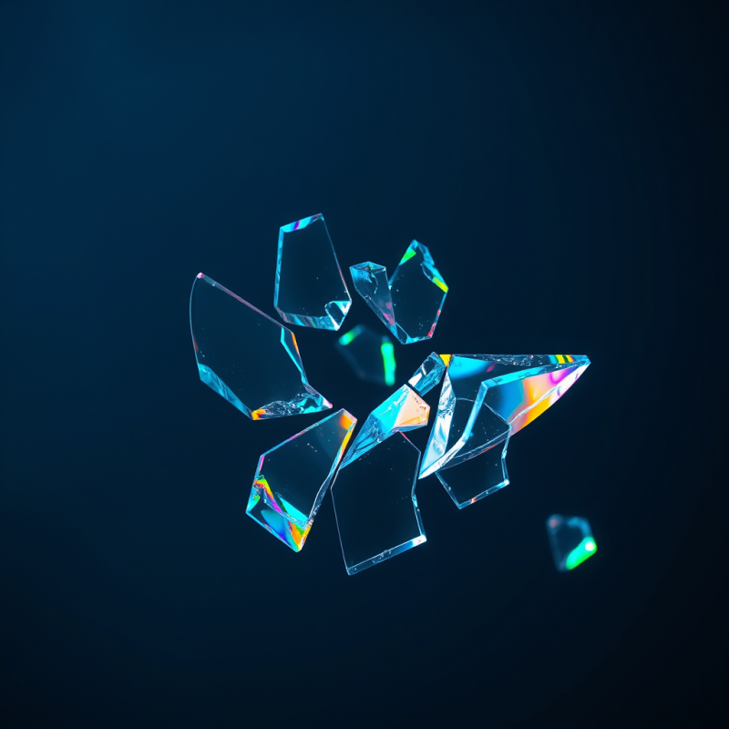 Macro Shot of Fractured Glass Shards Suspended Mid-air ...
