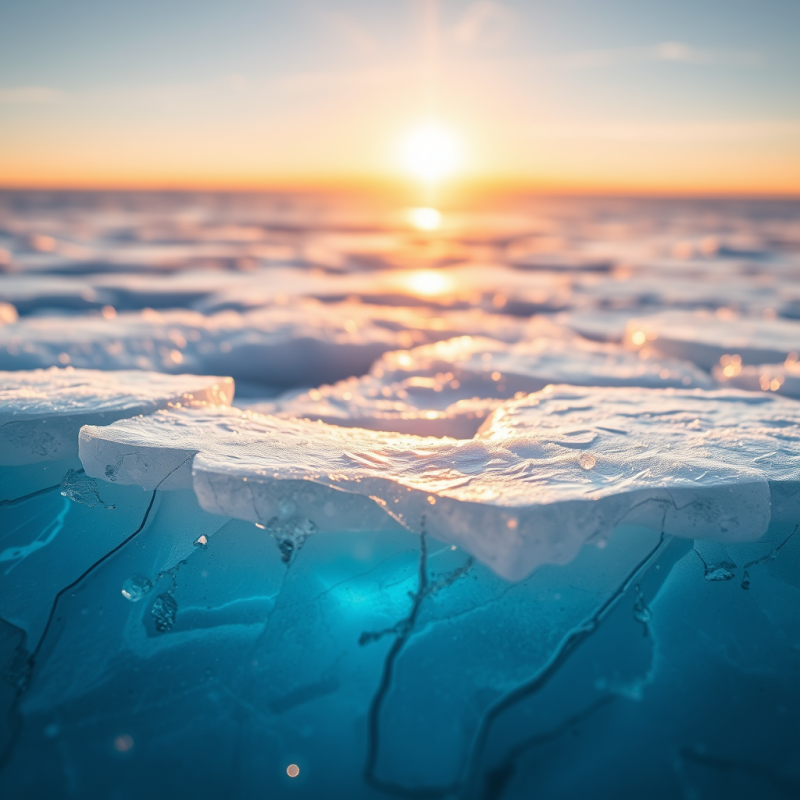 Frozen Ocean at Sunset