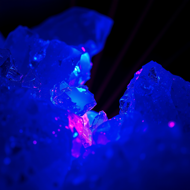 Macro Shot of Fractured Ice Crystals Under Uv Light