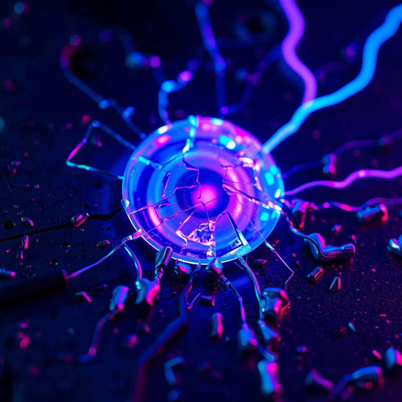 Macro Shot Of Fractured Led Circuitry Under Uv Light