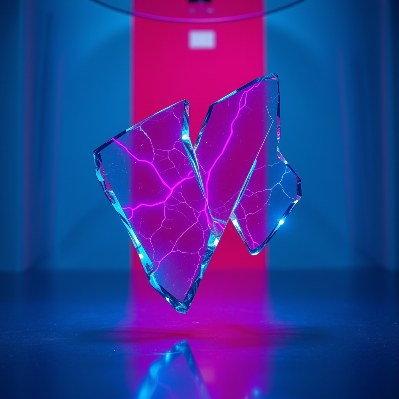 Macro Shot of Fractured Led-lit Glass Shards Suspended ...