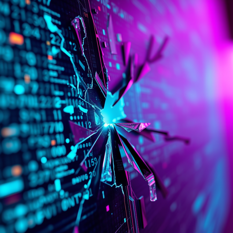 Macro Shot of Fractured Led Screen Pixels Mid-burst